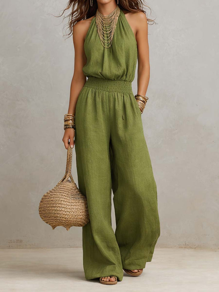 Federica | Tuta con Collo Halter e Pantalone Ampio