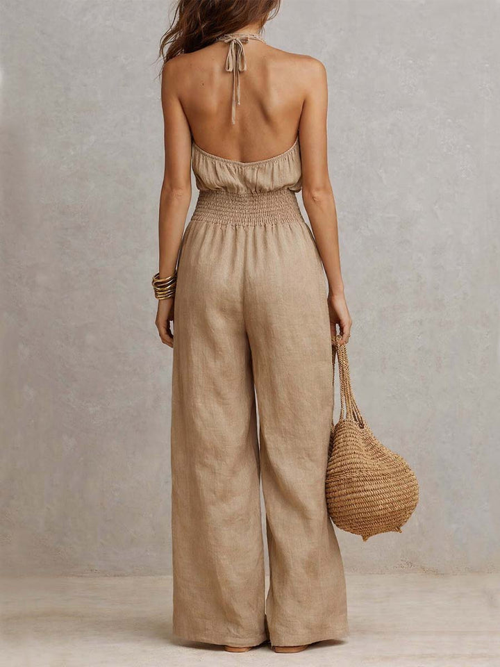 Federica | Tuta con Collo Halter e Pantalone Ampio
