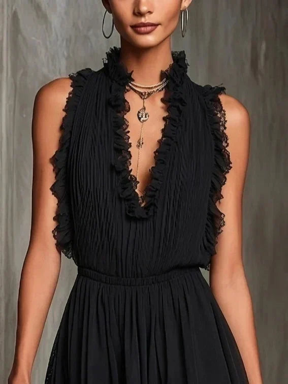 Carla | Tuta in Chiffon con Pizzo
