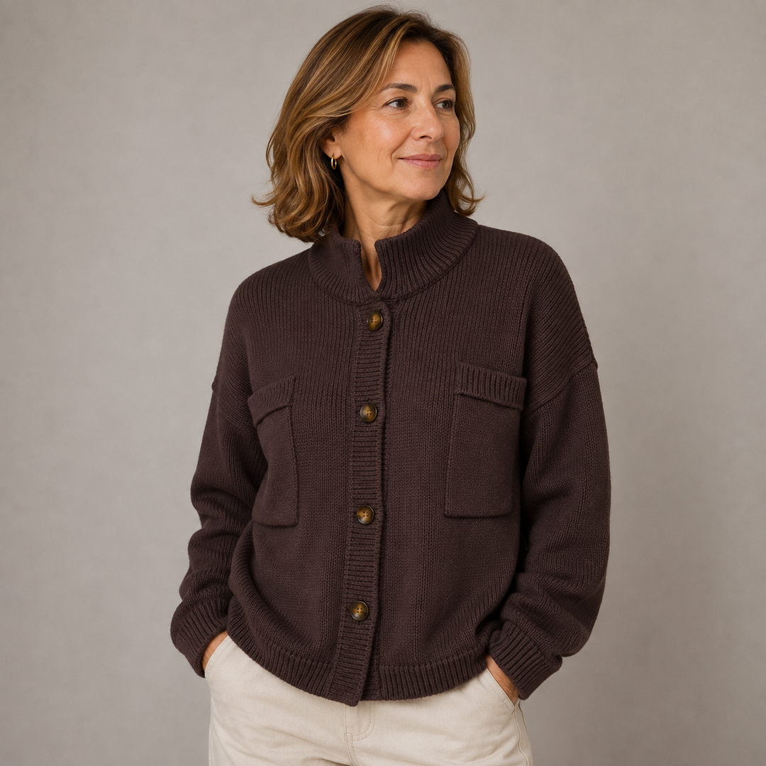 Cardigan con Collo Alto e Bottoni Augusta™
