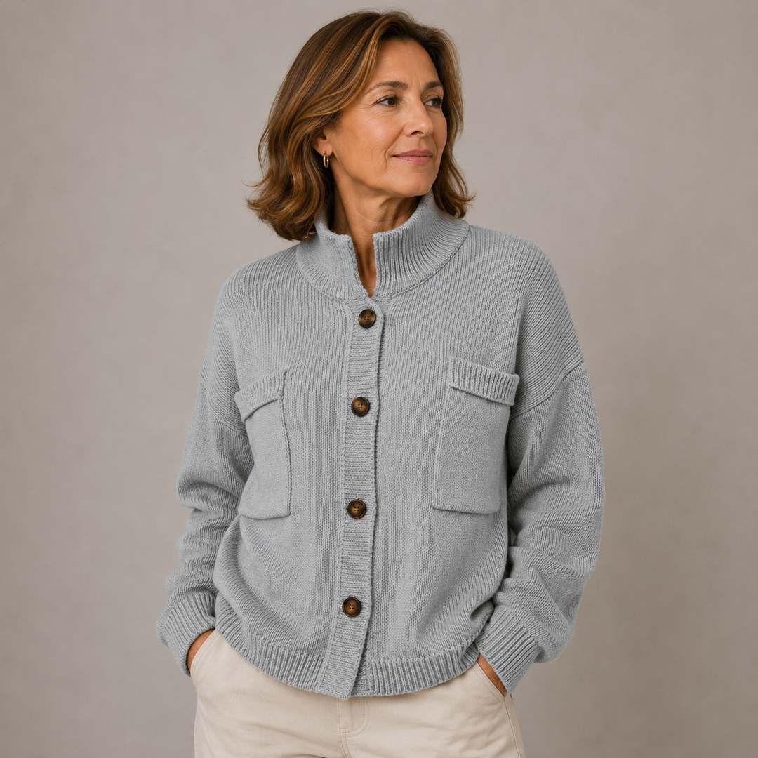 Cardigan con Collo Alto e Bottoni Augusta™