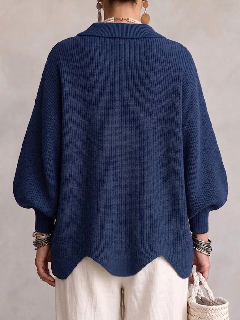 Ella | Cardigan Oversize con Collo e Grandi Bottoni in Metallo